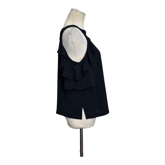 Charlotte Russe black cold shoulder ruffle sleeves blouse size small - Picture 7 of 11